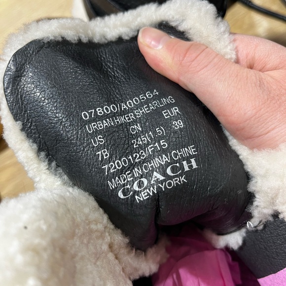 COACH  Black Shearling Moto Boots - Picture 6 of 6